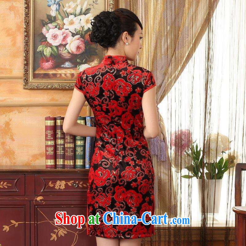 An Jing, Ms. Tang cheongsam dress with dress stretch the wool stylish classic short-sleeved short cheongsam red 2 XL, an Jing, shopping on the Internet