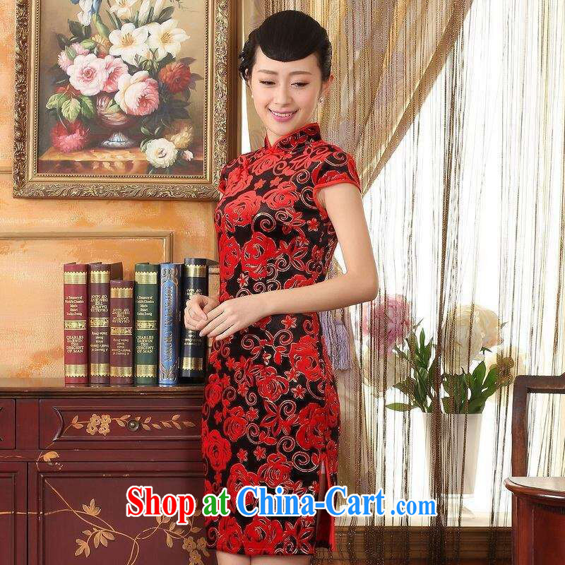 An Jing, Ms. Tang cheongsam dress with dress stretch the wool stylish classic short-sleeved short cheongsam red 2 XL, an Jing, shopping on the Internet
