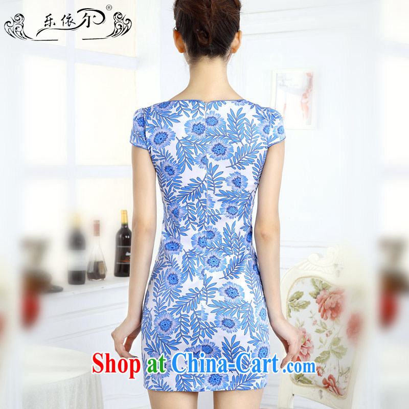 And, in accordance with new, blue and white porcelain classic cheongsam dress spring 2015 women dresses new short-sleeved lady LYE 66,617 blue and white porcelain XXL, in accordance with (leyier), and, on-line shopping