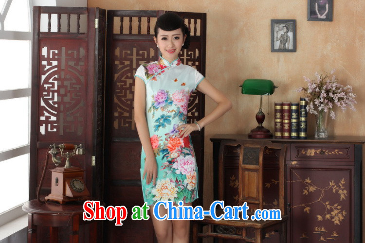 Allow Ms. Jing cheongsam Chinese dresses new summer elegance Chinese cheongsam peony flower short cheongsam picture color XL pictures, price, brand platters! Elections are good character, the national distribution, so why buy now enjoy more preferential! Health