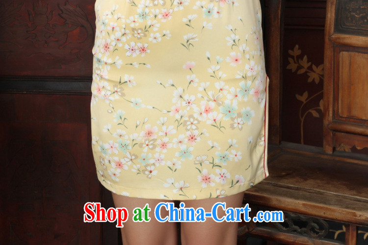 Allow Ms. Jing cheongsam Chinese dresses new summer elegance Chinese qipao Chinese graphics thin short cheongsam yellow 2XL pictures, price, brand platters! Elections are good character, the national distribution, so why buy now enjoy more preferential! Health