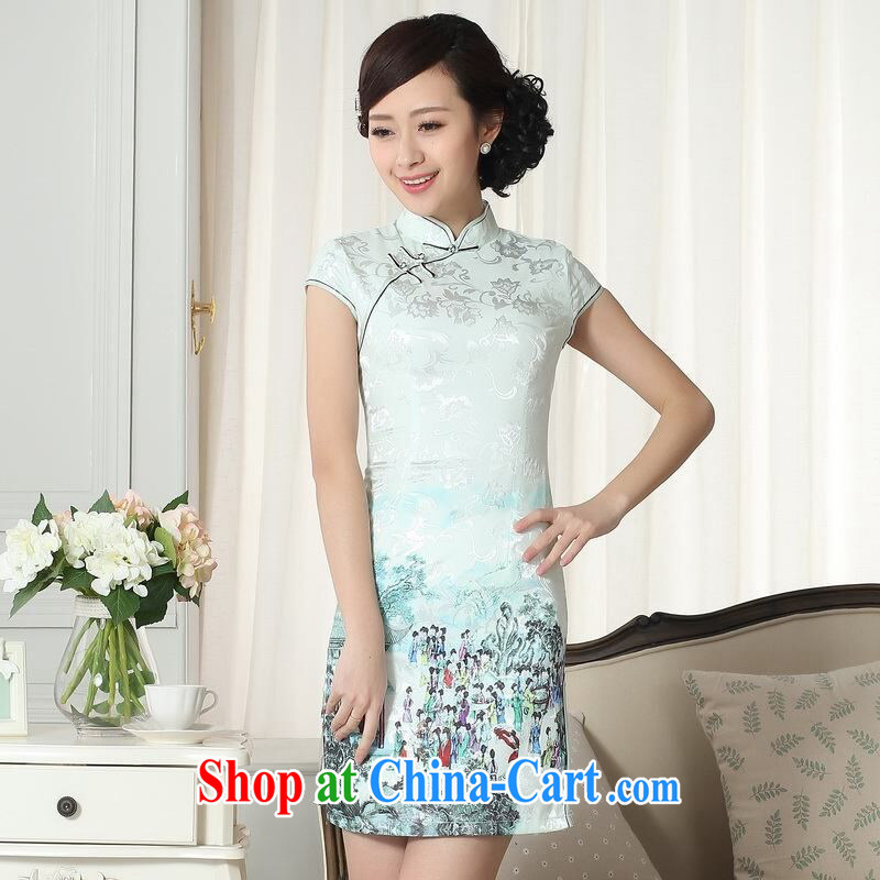 Allow Ms. Jing cheongsam Chinese dresses new summer elegance Chinese qipao Chinese graphics thin short cheongsam picture color 2 XL, an Jing, shopping on the Internet