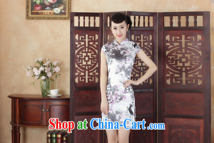 Bin Laden smoke summer new cheongsam Chinese female Chinese improved retro and satins for the flap stamp elegant short cheongsam as color 2XL pictures, price, brand platters! Elections are good character, the national distribution, so why buy now enjoy more preferential! Health