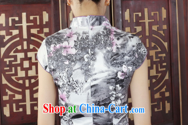 Bin Laden smoke summer new cheongsam Chinese female Chinese improved retro and satins for the flap stamp elegant short cheongsam as color 2XL pictures, price, brand platters! Elections are good character, the national distribution, so why buy now enjoy more preferential! Health