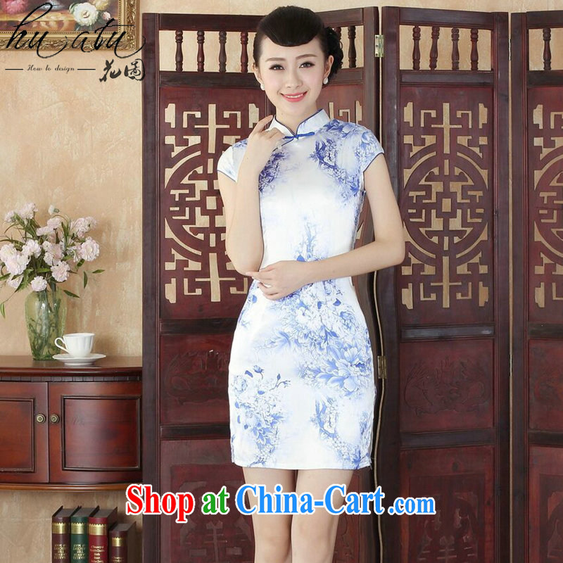 spend the summer outfit with new Tang Women's clothes Chinese improved, stamp duty for cheongsam dress is a tight short dresses such as the color M, figure, shopping on the Internet