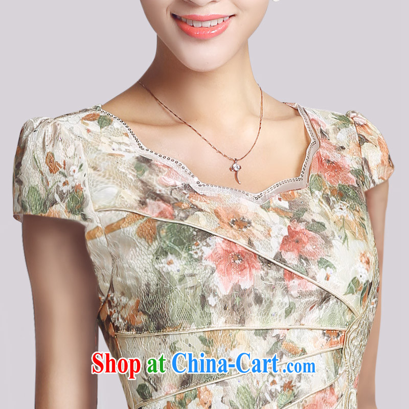 And, in accordance with spring loaded new retro lady cheongsam embroidery flowers daily cultivating short cheongsam dress 2015 female LYE 66,623 blue XXL, in accordance with (leyier), shopping on the Internet