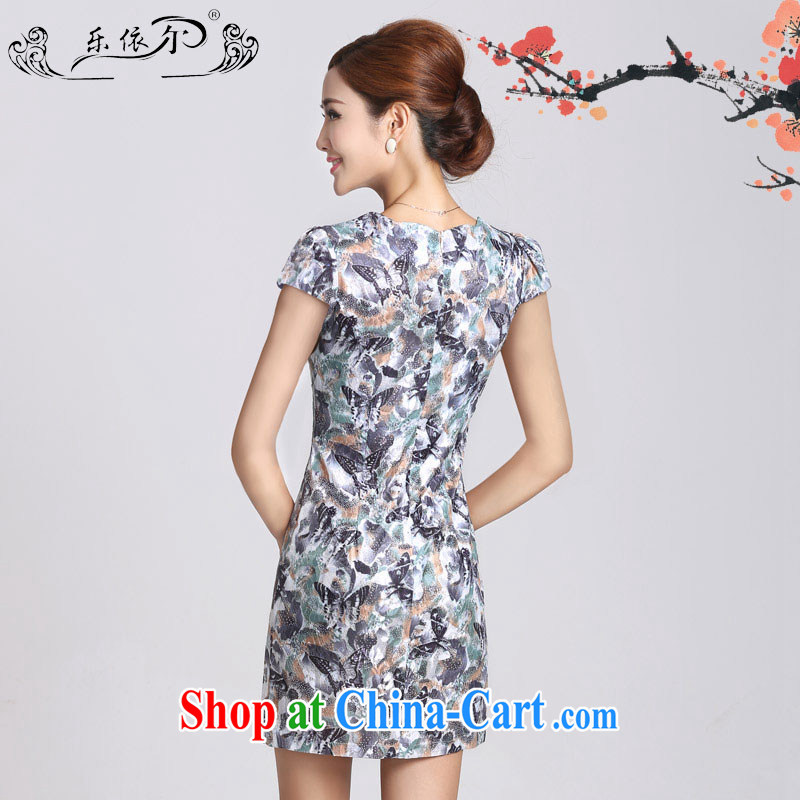 And, in accordance with short-sleeved dresses female short cheongsam dress spring 2015 the new daily retro dresses lady LYE 66,625 blue XXL, in accordance with (leyier), shopping on the Internet