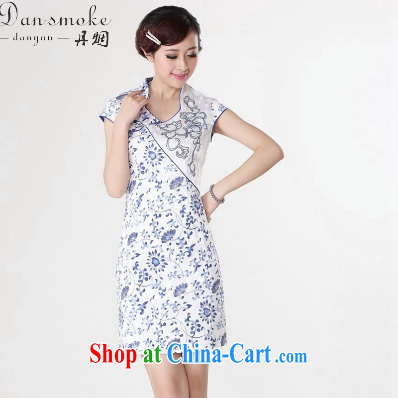 Bin Laden smoke dresses summer new, Tang Women's clothes Chinese improved retro cotton, dresses for Tang is short, dress as the color 2 XL, Bin Laden smoke, shopping on the Internet