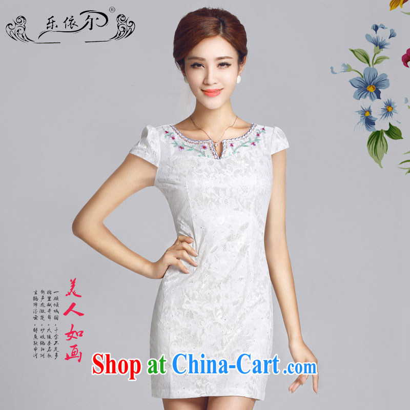 And, in accordance with antique lady dresses 2015 spring new embroidery flower cheongsam dress daily cultivating short cheongsam girls LYE 66,626 white XXL, and, in accordance with (leyier), shopping on the Internet