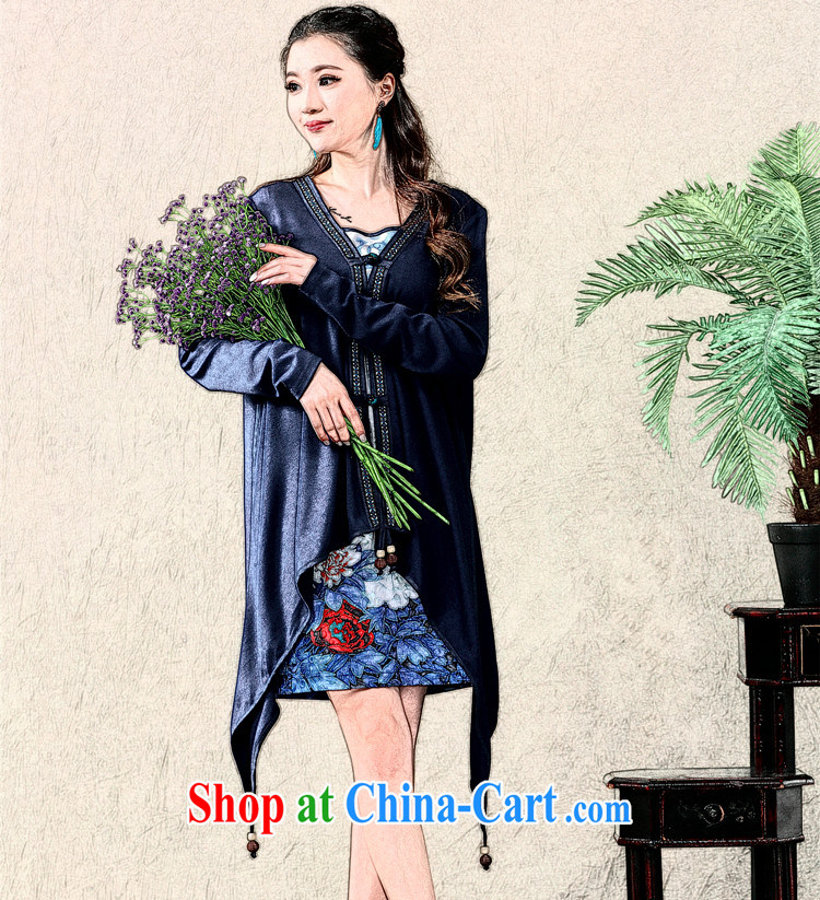 The handsome flag 2015 summer new ethnic wind antique dresses Web yarn stamp long-sleeved dress two-piece female 712 blue XXL pictures, price, brand platters! Elections are good character, the national distribution, so why buy now enjoy more preferential! Health