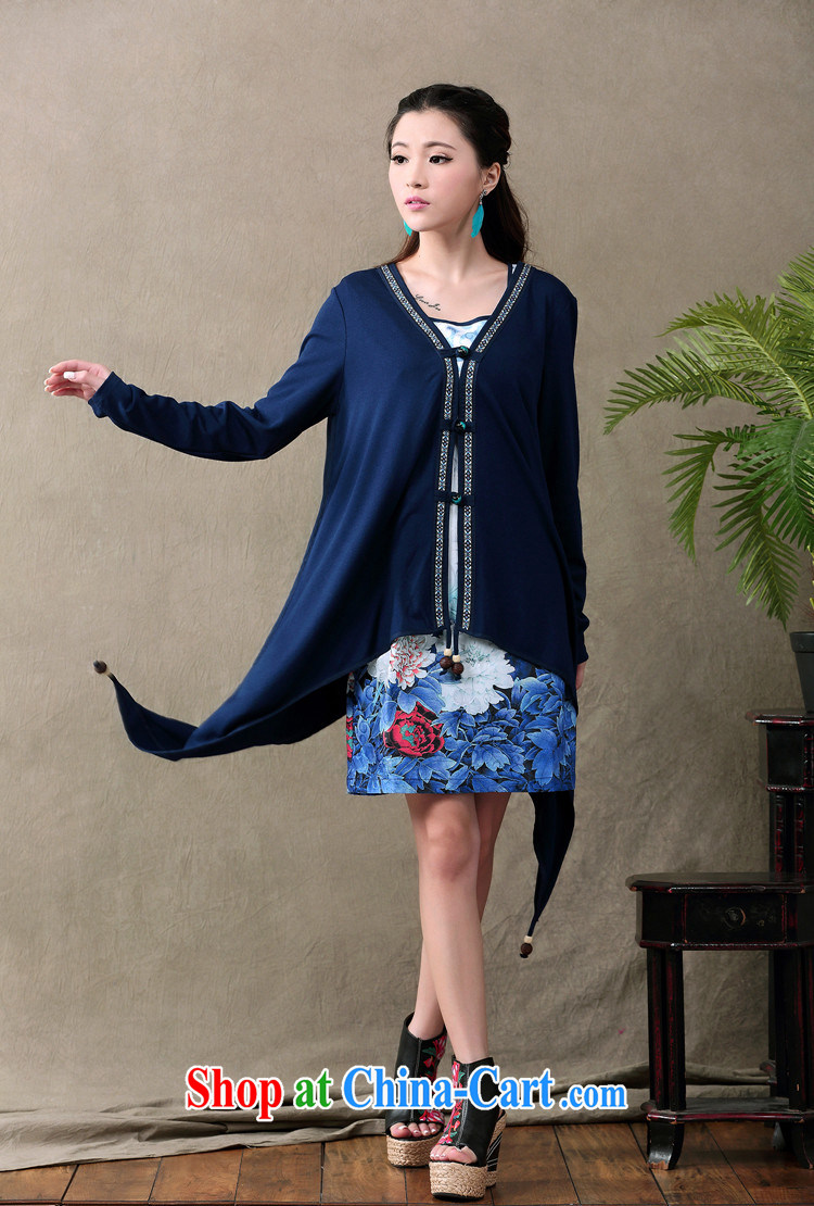 The handsome flag 2015 summer new ethnic wind antique dresses Web yarn stamp long-sleeved dress two-piece female 712 blue XXL pictures, price, brand platters! Elections are good character, the national distribution, so why buy now enjoy more preferential! Health