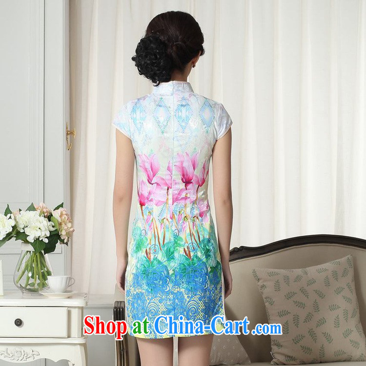 Carl Bildt, summer new Chinese improved Chinese qipao is a flap Classic tray snaps Lotus cultivating cheongsam dress LGD/D #0283 figure 2 XL pictures, price, brand platters! Elections are good character, the national distribution, so why buy now enjoy more preferential! Health
