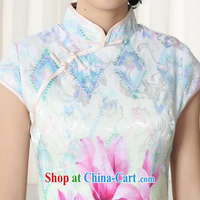 Carl Bildt, summer new Chinese improved Chinese qipao is a flap Classic tray snaps Lotus cultivating cheongsam dress LGD/D #0283 figure 2 XL, bill, and, on-line shopping