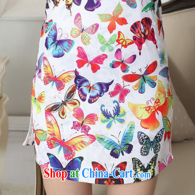 Carl Bildt, new Chinese improved Chinese qipao lady stylish butterfly jacquard cotton cultivating short cheongsam dress LGD/D #0285 figure 2 XL, bill, and shopping on the Internet