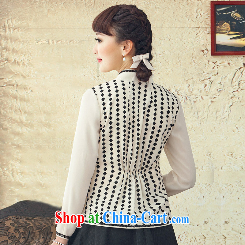 once and for all and fatally jealous Fang-Chinese long-sleeved spring Chinese Ethnic Wind lady retro new stamp duty cheongsam shirt white XL April 13 ship date, once and for all, and proverbial hero, and shopping on the Internet