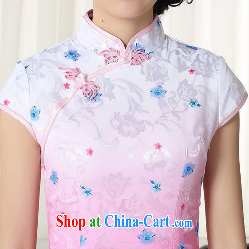 Carl Bildt, summer new Chinese qipao gown lady stylish jacquard cotton short-sleeved cultivating the maize cheongsam dress LGD/D #0290 figure 2 XL, bill, and shopping on the Internet