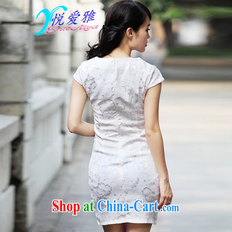 Yue love Ya 2015 summer new stylish embroidered Chinese daily retro dresses TOA 69,123 light apricot XL, love, and shopping on the Internet