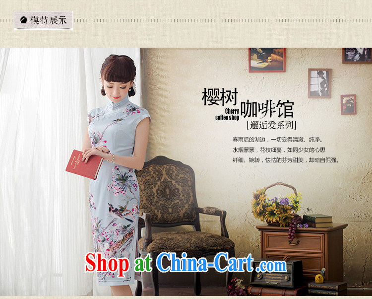 once and for all and take proverbial hero Zhang Qinsheng spring and summer with new, long, stamp duty is Silk Cheongsam improved retro-day cheongsam dress blue L pictures, price, brand platters! Elections are good character, the national distribution, so why buy now enjoy more preferential! Health