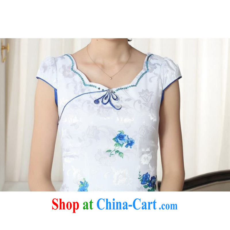 Shanghai, optimize purchase lady stylish jacquard cotton cultivating short cheongsam dress new improved cheongsam dress white 2XL, Shanghai, optimize, and shopping on the Internet