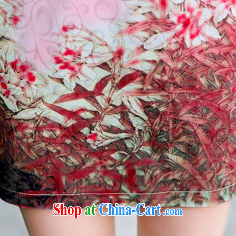 Appeals to appeal to 2015 dress new dress cheongsam dress elegance of improved color short, short-sleeved cheongsam dress pink XXL, called on appeal, and shopping on the Internet