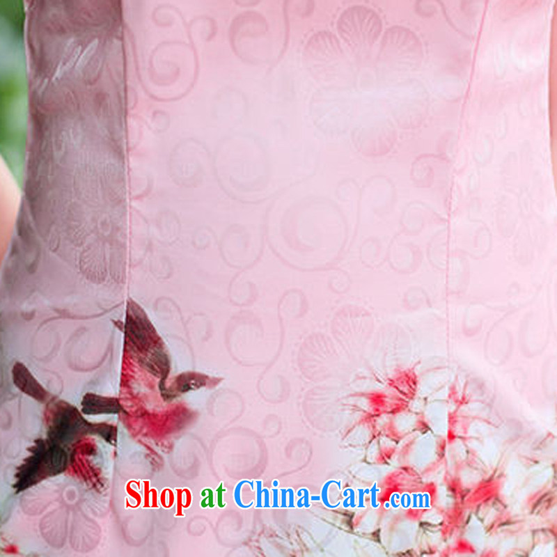 Appeals to appeal to 2015 dress new dress cheongsam dress elegance of improved color short, short-sleeved cheongsam dress pink XXL, called on appeal, and shopping on the Internet