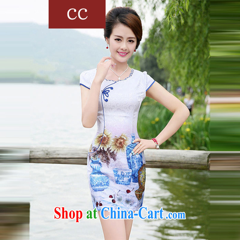 Appeals to appeal to 2015 new dresses girls summer Ethnic Wind and stylish beauty improved cheongsam dress dress flower vase XXL
