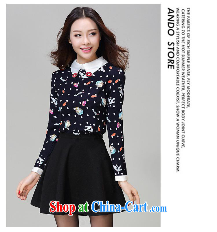 Ya-ting store 2015 spring new Korean female beauty graphics thin stamp long-sleeved baby collar solid shirt long-sleeved shirt T XXL suit pictures, price, brand platters! Elections are good character, the national distribution, so why buy now enjoy more preferential! Health