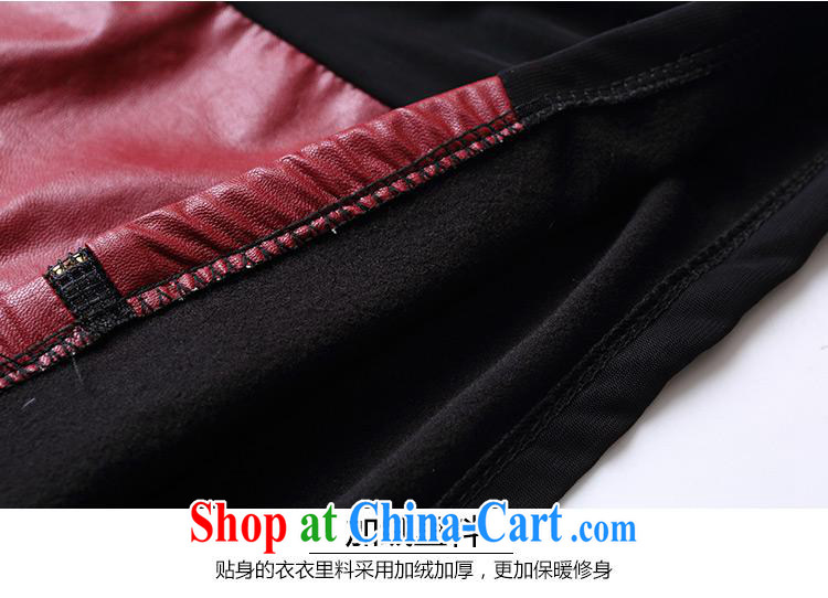 Ya-ting store the lint-free cloth solid T-shirt 2015 spring new Korean female lace stitching Pu leather round-collar long-sleeved T-shirt solid female Red XXL pictures, price, brand platters! Elections are good character, the national distribution, so why buy now enjoy more preferential! Health