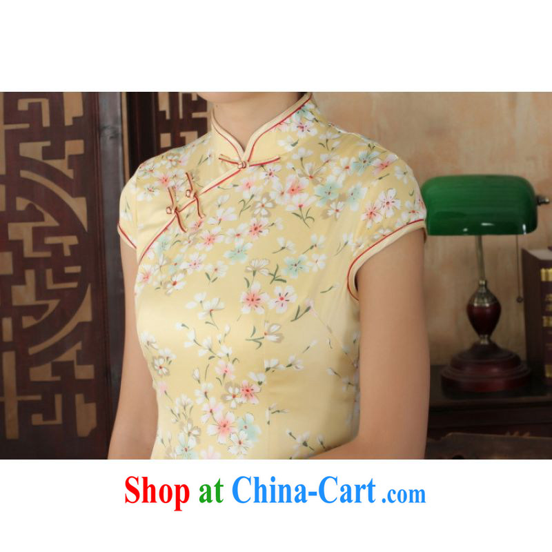 On Shanghai and optimize purchase goods, Ms. Tang fitted dresses new summer elegance Chinese qipao Chinese graphics thin short cheongsam yellow 2XL, Shanghai, optimization, and, on-line shopping