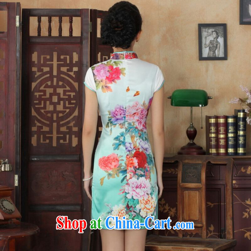On Shanghai and optimize purchase goods, Ms. Tang fitted dresses new summer elegance Chinese cheongsam peony flower short cheongsam picture color M, Shanghai, optimize, and shopping on the Internet
