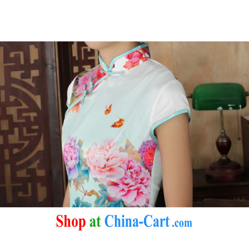 On Shanghai and optimize purchase goods, Ms. Tang fitted dresses new summer elegance Chinese cheongsam peony flower short cheongsam picture color M, Shanghai, optimize, and shopping on the Internet