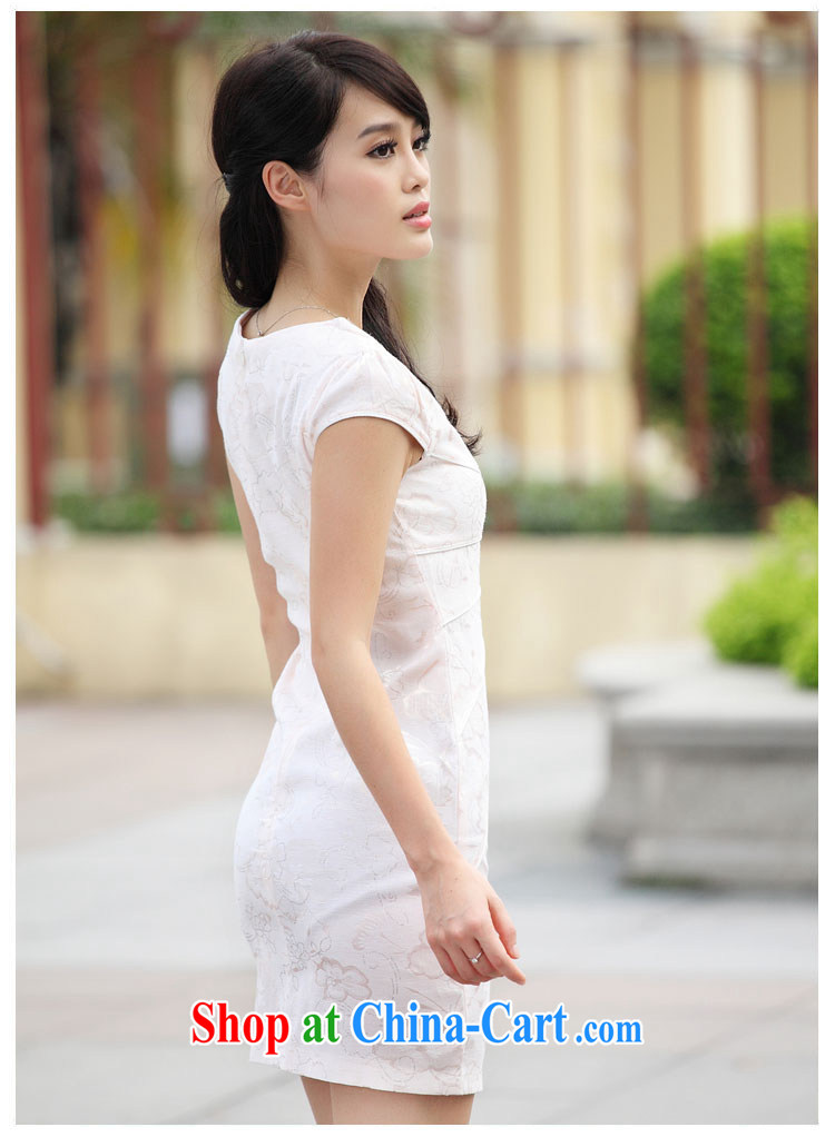 Yue love Ya 2015 spring new stylish retro improved V short-sleeved dresses beauty DRA 6902 pink XL pictures, price, brand platters! Elections are good character, the national distribution, so why buy now enjoy more preferential! Health