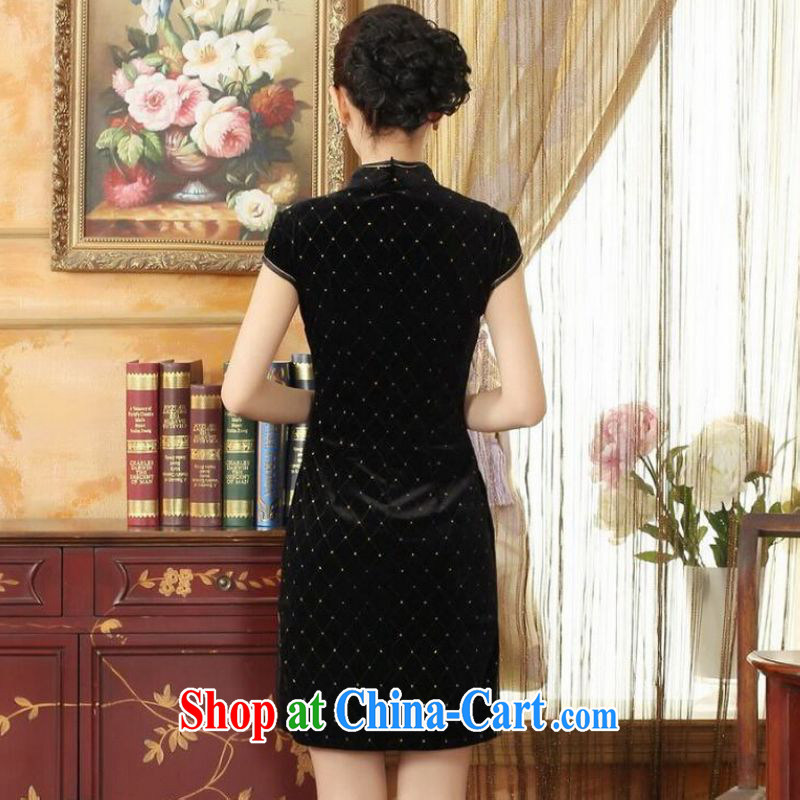 Shanghai and the optimization option, Ms. Tang cheongsam dress with dress stretch the wool stylish classic short-sleeved short cheongsam black 2 XL, Shanghai, optimize, and shopping on the Internet