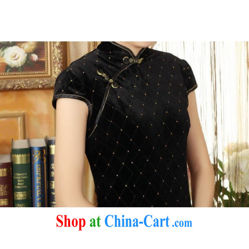 Shanghai and the optimization option, Ms. Tang cheongsam dress with dress stretch the wool stylish classic short-sleeved short cheongsam black 2 XL, Shanghai, optimize, and shopping on the Internet