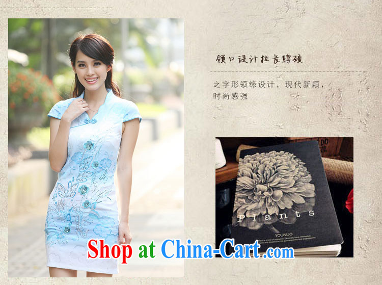Yue love Ya 2015 summer new improved stylish retro beauty dresses DRA 69,203 blue XL pictures, price, brand platters! Elections are good character, the national distribution, so why buy now enjoy more preferential! Health
