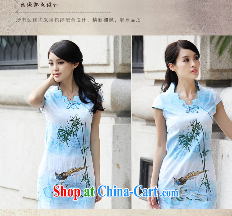 Yue love Ya 2015 New Female with short-sleeved retro cheongsam dress DRA 69,103 blue XL pictures, price, brand platters! Elections are good character, the national distribution, so why buy now enjoy more preferential! Health