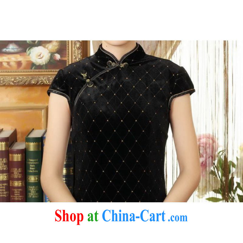 And Jing Ge, Ms. Tang cheongsam dress with dress stretch the wool stylish classic short-sleeved short cheongsam black 2 XL, Miss Au King pavilion, shopping on the Internet