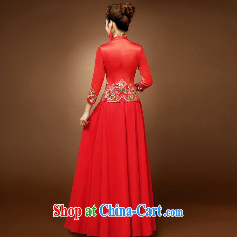 A good service is 2015 New Red bridal wedding wedding dress long, Chinese 7 cuff toast dresses. Red 2 XL, good service, and, shopping on the Internet