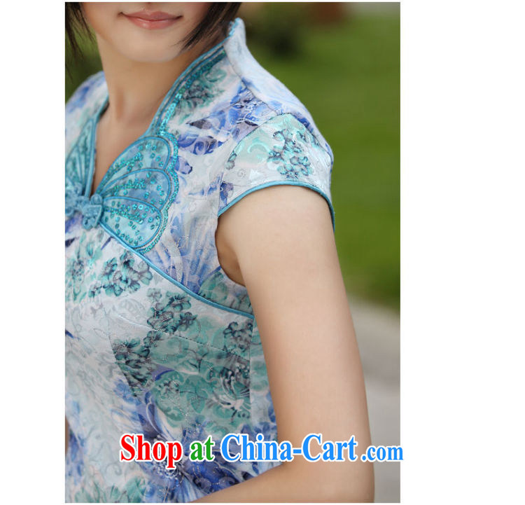 Yue love Ya 2015 new stunning Butterfly Dance cotton butterfly embroidery cheongsam exquisite DR 66,233 blue XL pictures, price, brand platters! Elections are good character, the national distribution, so why buy now enjoy more preferential! Health
