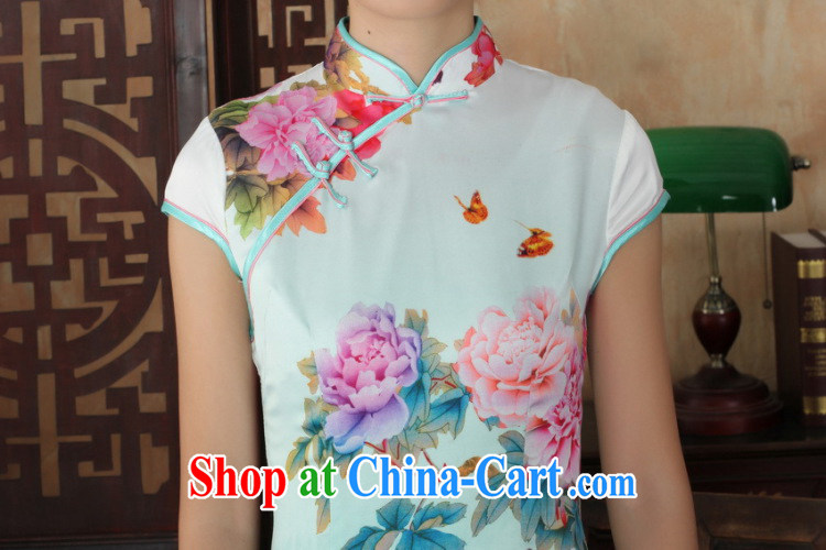 And Jing Ge, cheongsam Chinese dresses new summer elegance Chinese cheongsam peony flower short cheongsam green 2 XL pictures, price, brand platters! Elections are good character, the national distribution, so why buy now enjoy more preferential! Health