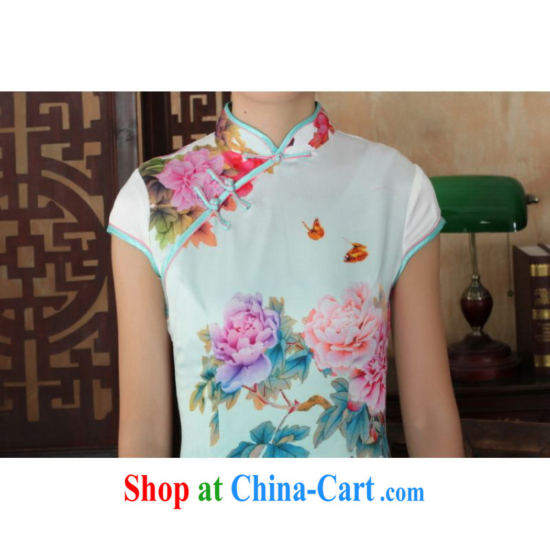 And Jing Ge, cheongsam Chinese dresses new summer elegance with Tang cheongsam peony flower short cheongsam green 2 XL, and Jing Ge, shopping on the Internet