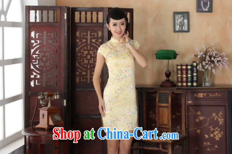 And Jing Ge, cheongsam Chinese dresses new summer elegance Chinese qipao Chinese graphics thin short cheongsam yellow 2XL pictures, price, brand platters! Elections are good character, the national distribution, so why buy now enjoy more preferential! Health