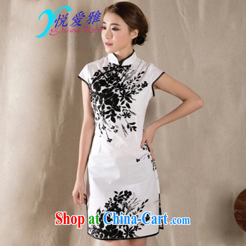 Yue love Ya 2015 summer new stylish China wind stamp improved retro dresses skirts DRZ 12,253 white XXL, love, and, on-line shopping