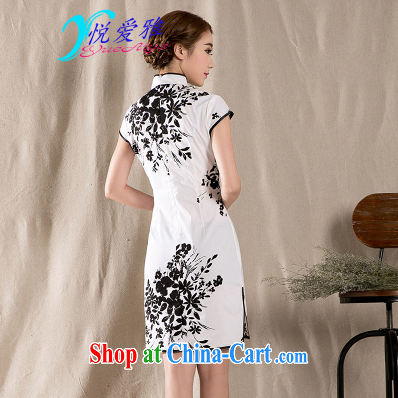 Yue love Ya 2015 summer new stylish China wind stamp improved retro dresses skirts DRZ 12,253 white XXL, love, and, on-line shopping