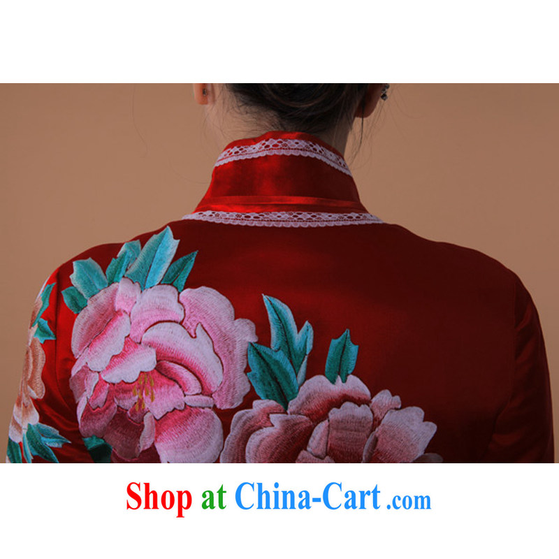 once and for all, red wedding dresses Jinling 13 most Peony cheongsam long, heavy silk double-sided embroidery cheongsam bridal Thank You dress and red tailored 25-day shipment, once and for all, (EFU), online shopping