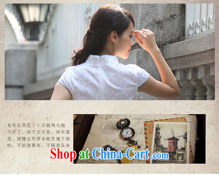 O, the 2015 summer new, improved Chinese elegant and modern-day dresses short-sleeve Slim and elegant 100 Ground Sense of cheongsam A 6913 blue XL pictures, price, brand platters! Elections are good character, the national distribution, so why buy now enjoy more preferential! Health