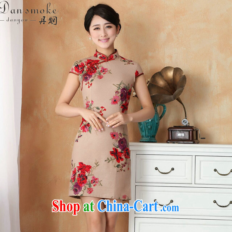 Dan smoke-free Chinese qipao summer new female Chinese improved hand-painted dresses show clothing short cotton dresses the Commission as the color 2 XL, Bin Laden smoke, shopping on the Internet