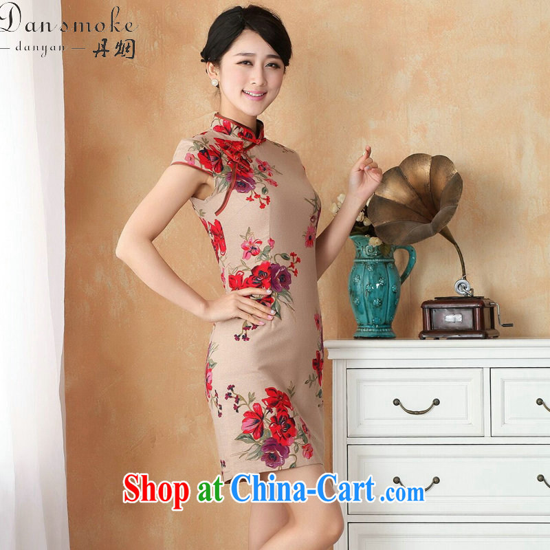 Dan smoke-free Chinese qipao summer new female Chinese improved hand-painted dresses show clothing short cotton dresses the Commission as the color 2 XL, Bin Laden smoke, shopping on the Internet