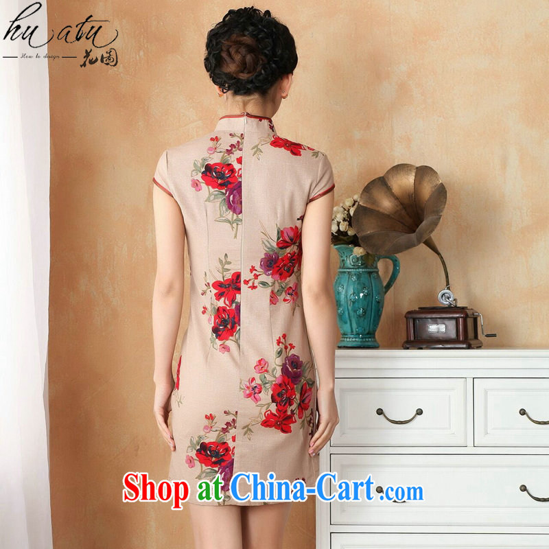 Take the Chinese qipao summer new female Chinese improved hand-painted dresses show clothing short cotton dresses the Commission as the color 2 XL, spend figure, shopping on the Internet