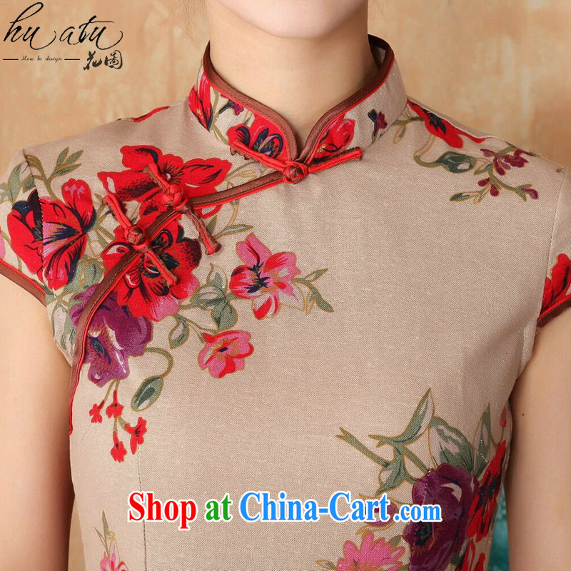 Take the Chinese qipao summer new female Chinese improved hand-painted dresses show clothing short cotton dresses the Commission as the color 2 XL, spend figure, shopping on the Internet